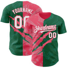 Load image into Gallery viewer, Custom Graffiti Pattern White Kelly Green-Neon Pink 3D Scratch Authentic Baseball Jersey

