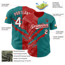 Load image into Gallery viewer, Custom Graffiti Pattern White Teal-Red 3D Scratch Authentic Baseball Jersey
