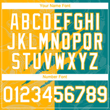 Load image into Gallery viewer, Custom Graffiti Pattern White Teal-Gold 3D Scratch Authentic Baseball Jersey
