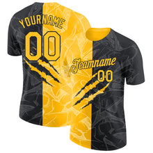 Laden Sie das Bild in den Galerie-Viewer, Custom Graffiti Pattern Gold-Black Scratch 3D Performance T-Shirt
