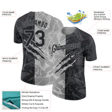 Laden Sie das Bild in den Galerie-Viewer, Custom Graffiti Pattern Black-Gray Scratch 3D Performance T-Shirt
