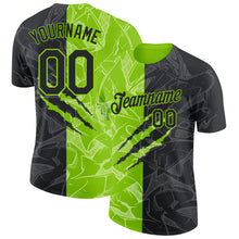 Laden Sie das Bild in den Galerie-Viewer, Custom Graffiti Pattern Black-Neon Green Scratch 3D Performance T-Shirt
