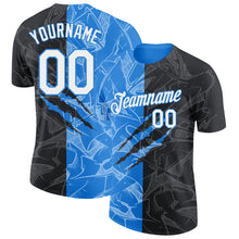 Загрузить изображение в средство просмотра галереи, Custom Graffiti Pattern White Black-Powder Blue Scratch 3D Performance T-Shirt
