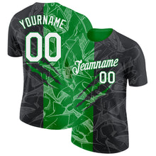 Загрузить изображение в средство просмотра галереи, Custom Graffiti Pattern White Black-Grass Green Scratch 3D Performance T-Shirt
