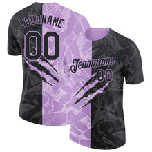 Laden Sie das Bild in den Galerie-Viewer, Custom Graffiti Pattern Black-Light Purple Scratch 3D Performance T-Shirt
