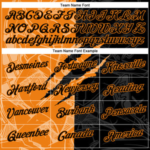 Custom Graffiti Pattern Black-Bay Orange Scratch 3D Performance T-Shirt