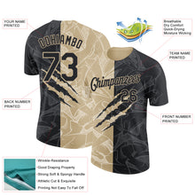Загрузить изображение в средство просмотра галереи, Custom Graffiti Pattern Black-Vegas Gold Scratch 3D Performance T-Shirt
