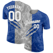 Загрузить изображение в средство просмотра галереи, Custom Graffiti Pattern White Royal-Gray Scratch 3D Performance T-Shirt
