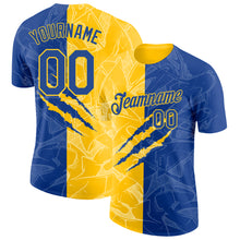 Загрузить изображение в средство просмотра галереи, Custom Graffiti Pattern Royal-Yellow Scratch 3D Performance T-Shirt
