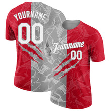 Загрузить изображение в средство просмотра галереи, Custom Graffiti Pattern White Red-Gray Scratch 3D Performance T-Shirt
