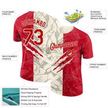 Загрузить изображение в средство просмотра галереи, Custom Graffiti Pattern Red-Cream Scratch 3D Performance T-Shirt
