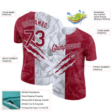 Загрузить изображение в средство просмотра галереи, Custom Graffiti Pattern Crimson-White Scratch 3D Performance T-Shirt
