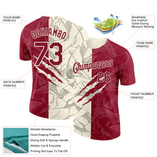 Загрузить изображение в средство просмотра галереи, Custom Graffiti Pattern Crimson-Cream Scratch 3D Performance T-Shirt
