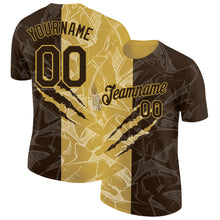 Загрузить изображение в средство просмотра галереи, Custom Graffiti Pattern Brown-Old Gold Scratch 3D Performance T-Shirt
