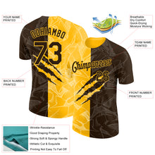Загрузить изображение в средство просмотра галереи, Custom Graffiti Pattern Brown-Gold Scratch 3D Performance T-Shirt
