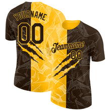 Загрузить изображение в средство просмотра галереи, Custom Graffiti Pattern Brown-Gold Scratch 3D Performance T-Shirt
