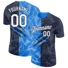 Загрузить изображение в средство просмотра галереи, Custom Graffiti Pattern White Navy-Powder Blue Scratch 3D Performance T-Shirt
