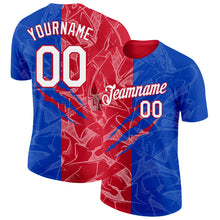 Загрузить изображение в средство просмотра галереи, Custom Graffiti Pattern White Thunder Blue-Red Scratch 3D Performance T-Shirt
