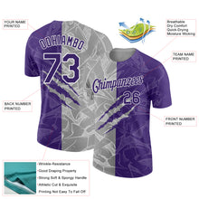 Загрузить изображение в средство просмотра галереи, Custom Graffiti Pattern Purple Gray-White Scratch 3D Performance T-Shirt
