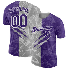 Загрузить изображение в средство просмотра галереи, Custom Graffiti Pattern Purple Gray-White Scratch 3D Performance T-Shirt
