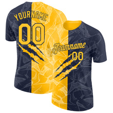 Загрузить изображение в средство просмотра галереи, Custom Graffiti Pattern Gold-Navy Scratch 3D Performance T-Shirt
