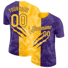 Загрузить изображение в средство просмотра галереи, Custom Graffiti Pattern Gold-Purple Scratch 3D Performance T-Shirt
