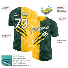 Загрузить изображение в средство просмотра галереи, Custom Graffiti Pattern White Green-Gold Scratch 3D Performance T-Shirt
