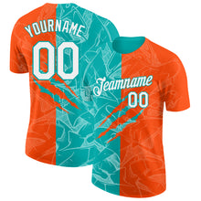 Загрузить изображение в средство просмотра галереи, Custom Graffiti Pattern White Orange-Aqua Scratch 3D Performance T-Shirt

