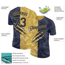 Загрузить изображение в средство просмотра галереи, Custom Graffiti Pattern Navy-Old Gold Scratch 3D Performance T-Shirt
