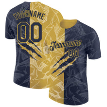 Загрузить изображение в средство просмотра галереи, Custom Graffiti Pattern Navy-Old Gold Scratch 3D Performance T-Shirt

