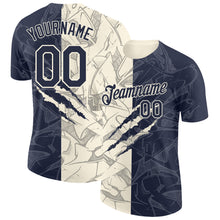 Загрузить изображение в средство просмотра галереи, Custom Graffiti Pattern Navy-Cream Scratch 3D Performance T-Shirt
