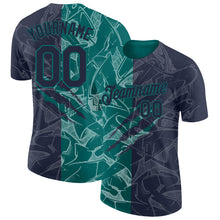 Загрузить изображение в средство просмотра галереи, Custom Graffiti Pattern Navy-Teal Scratch 3D Performance T-Shirt
