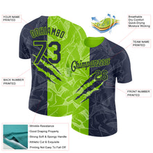 Загрузить изображение в средство просмотра галереи, Custom Graffiti Pattern Navy-Neon Green Scratch 3D Performance T-Shirt
