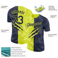 Загрузить изображение в средство просмотра галереи, Custom Graffiti Pattern Navy-Neon Yellow Scratch 3D Performance T-Shirt
