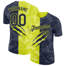 Загрузить изображение в средство просмотра галереи, Custom Graffiti Pattern Navy-Neon Yellow Scratch 3D Performance T-Shirt
