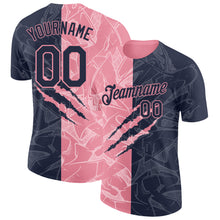 Загрузить изображение в средство просмотра галереи, Custom Graffiti Pattern Navy-Medium Pink Scratch 3D Performance T-Shirt
