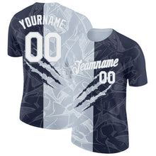 Загрузить изображение в средство просмотра галереи, Custom Graffiti Pattern White Navy-Silver Scratch 3D Performance T-Shirt
