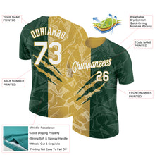 Загрузить изображение в средство просмотра галереи, Custom Graffiti Pattern White Green-Old Gold Scratch 3D Performance T-Shirt
