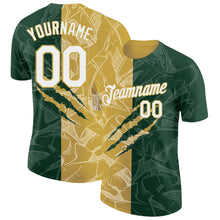 Загрузить изображение в средство просмотра галереи, Custom Graffiti Pattern White Green-Old Gold Scratch 3D Performance T-Shirt
