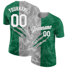 Загрузить изображение в средство просмотра галереи, Custom Graffiti Pattern White Kelly Green-Gray Scratch 3D Performance T-Shirt
