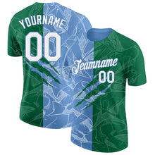 Загрузить изображение в средство просмотра галереи, Custom Graffiti Pattern White Kelly Green-Light Blue Scratch 3D Performance T-Shirt
