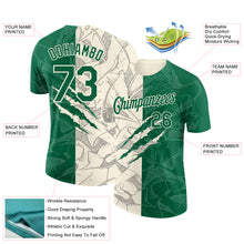 Загрузить изображение в средство просмотра галереи, Custom Graffiti Pattern Kelly Green-Cream Scratch 3D Performance T-Shirt
