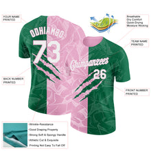 Загрузить изображение в средство просмотра галереи, Custom Graffiti Pattern White Kelly Green-Light Pink Scratch 3D Performance T-Shirt
