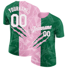 Загрузить изображение в средство просмотра галереи, Custom Graffiti Pattern White Kelly Green-Light Pink Scratch 3D Performance T-Shirt
