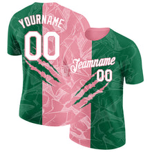 Загрузить изображение в средство просмотра галереи, Custom Graffiti Pattern White Kelly Green-Medium Pink Scratch 3D Performance T-Shirt
