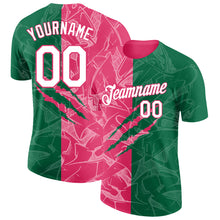 Загрузить изображение в средство просмотра галереи, Custom Graffiti Pattern White Kelly Green-Neon Pink Scratch 3D Performance T-Shirt
