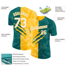 Загрузить изображение в средство просмотра галереи, Custom Graffiti Pattern White Teal-Gold Scratch 3D Performance T-Shirt
