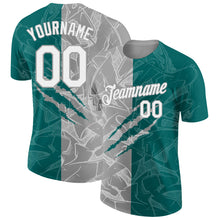 Загрузить изображение в средство просмотра галереи, Custom Graffiti Pattern White Teal-Gray Scratch 3D Performance T-Shirt
