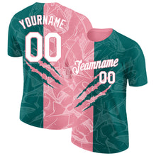 Laden Sie das Bild in den Galerie-Viewer, Custom Graffiti Pattern White Teal-Medium Pink Scratch 3D Performance T-Shirt
