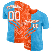 Laden Sie das Bild in den Galerie-Viewer, Custom Graffiti Pattern White Sky Blue-Orange Scratch 3D Performance T-Shirt
